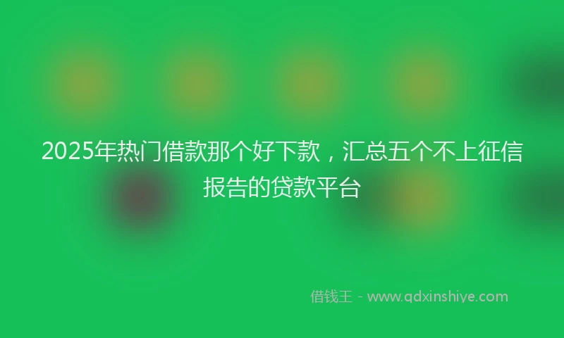 2025年热门借款那个好下款，汇总五个不上征信报告的贷款平台