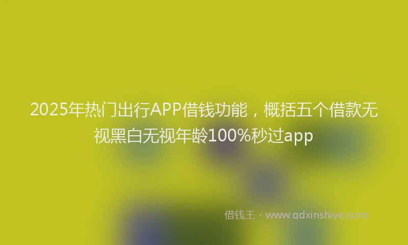 2025年热门出行APP借钱功能，概括五个借款无视黑白无视年龄100%秒过app