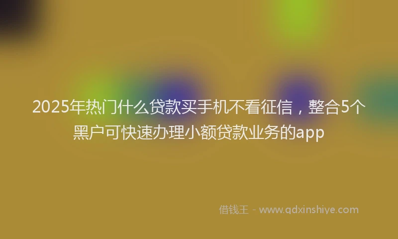 2025年热门什么贷款买手机不看征信，整合5个黑户可快速办理小额贷款业务的app