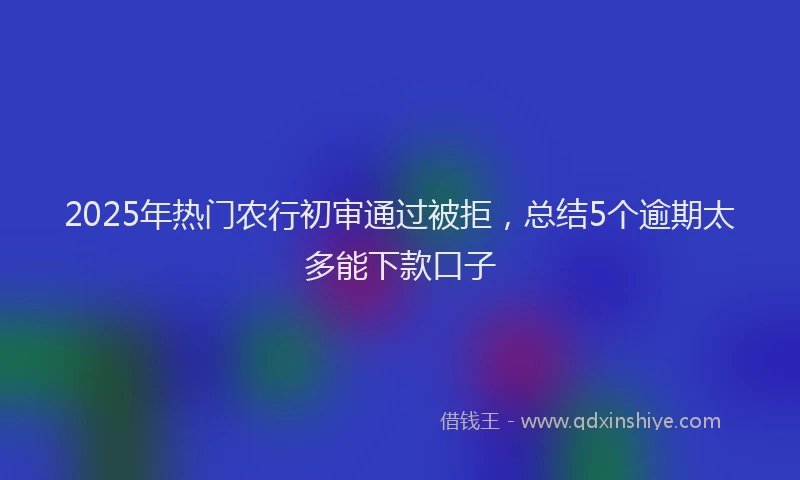 2025年热门农行初审通过被拒，总结5个逾期太多能下款口子