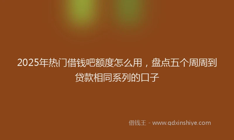 2025年热门借钱吧额度怎么用，盘点五个周周到贷款相同系列的口子