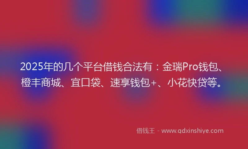 2025年的几个平台借钱合法有：金瑞Pro钱包、橙丰商城、宜口袋、速享钱包+、小花快贷等。