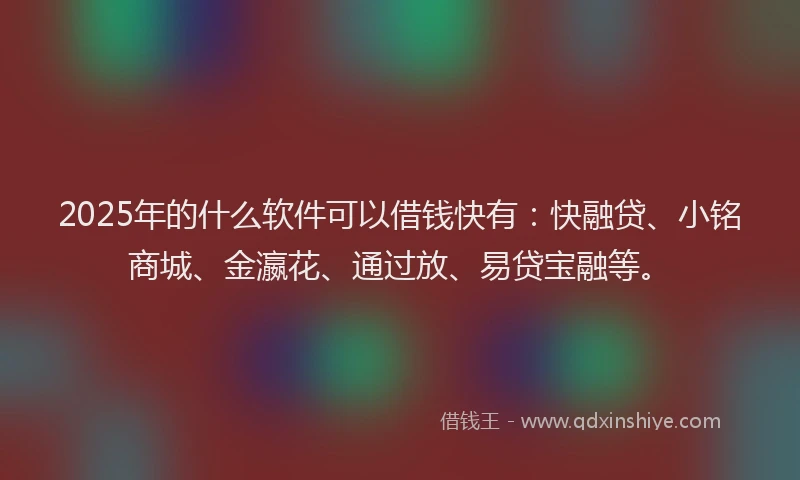 2025年的什么软件可以借钱快有：快融贷、小铭商城、金瀛花、通过放、易贷宝融等。