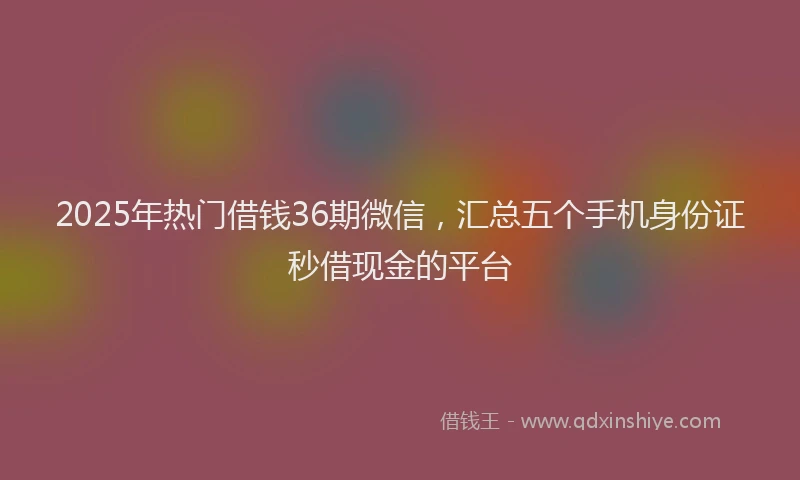 2025年热门借钱36期微信，汇总五个手机身份证秒借现金的平台
