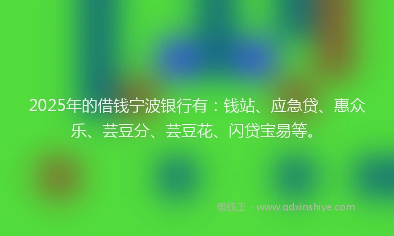 2025年的借钱宁波银行有：钱站、应急贷、惠众乐、芸豆分、芸豆花、闪贷宝易等。