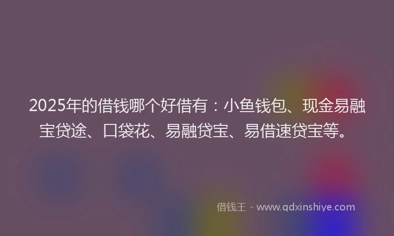 2025年的借钱哪个好借有：小鱼钱包、现金易融宝贷途、口袋花、易融贷宝、易借速贷宝等。
