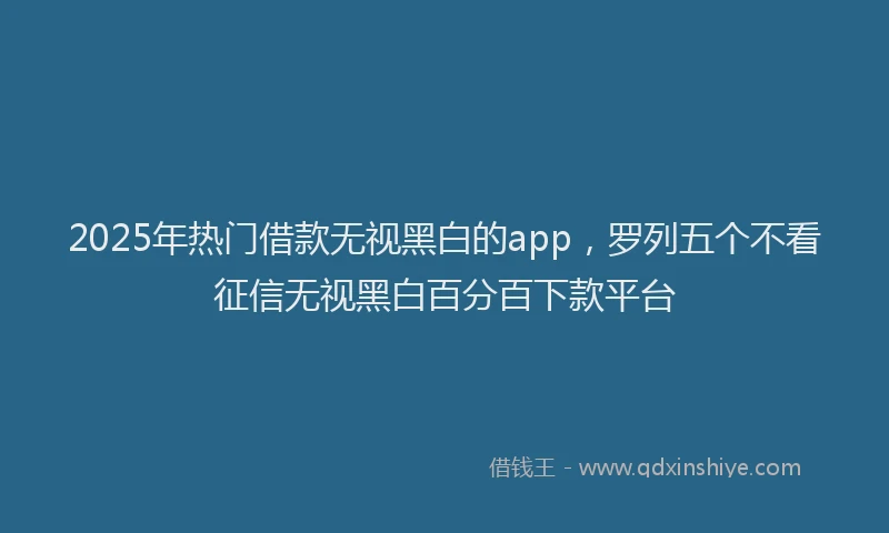 2025年热门借款无视黑白的app，罗列五个不看征信无视黑白百分百下款平台