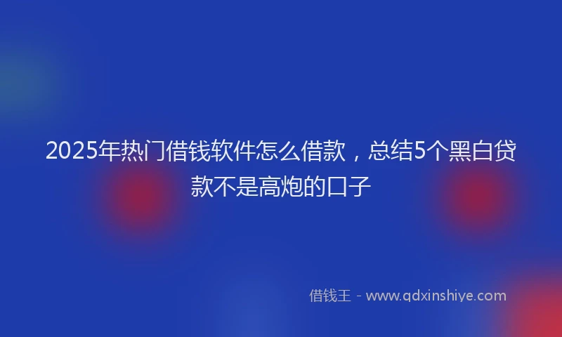 2025年热门借钱软件怎么借款，总结5个黑白贷款不是高炮的口子