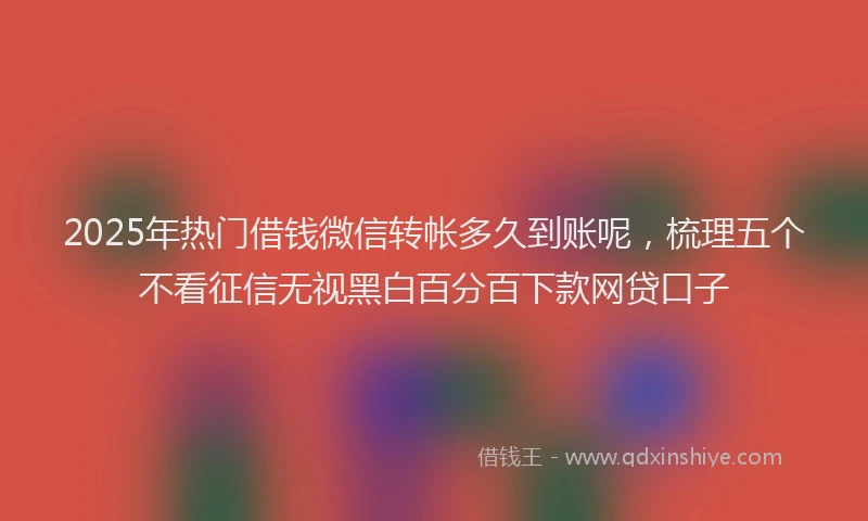 2025年热门借钱微信转帐多久到账呢，梳理五个不看征信无视黑白百分百下款网贷口子