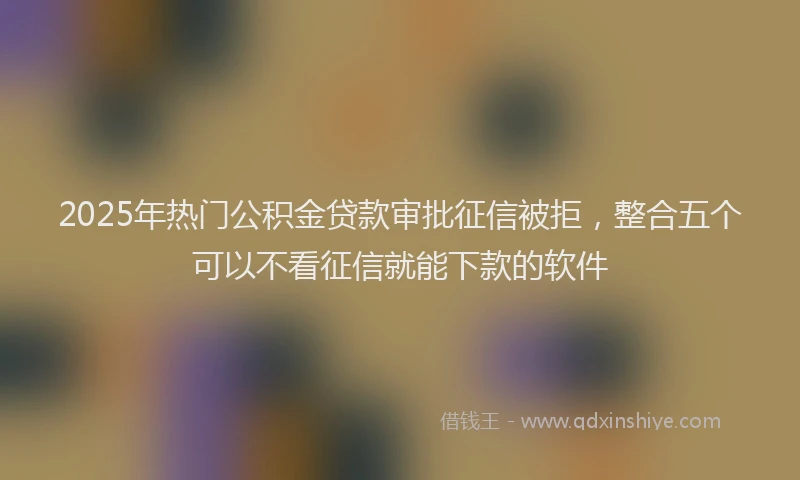 2025年热门公积金贷款审批征信被拒，整合五个可以不看征信就能下款的软件