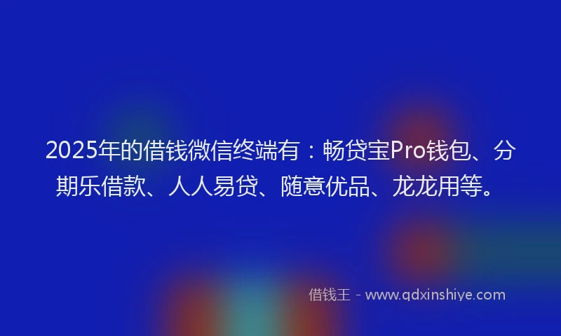 2025年的借钱微信终端有：畅贷宝Pro钱包、分期乐借款、人人易贷、随意优品、龙龙用等。