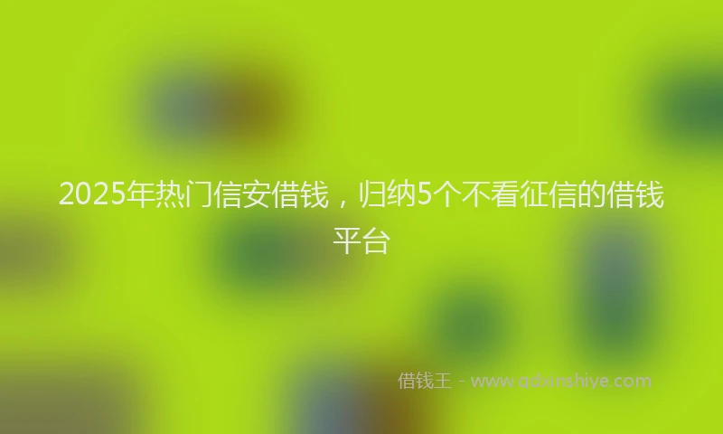 2025年热门信安借钱，归纳5个不看征信的借钱平台