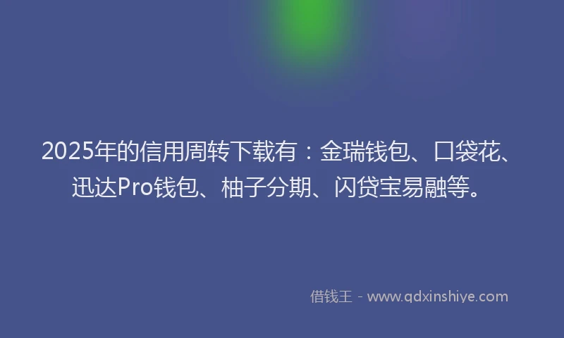 2025年的信用周转下载有：金瑞钱包、口袋花、迅达Pro钱包、柚子分期、闪贷宝易融等。
