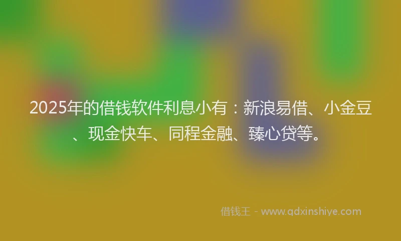 2025年的借钱软件利息小有：新浪易借、小金豆、现金快车、同程金融、臻心贷等。