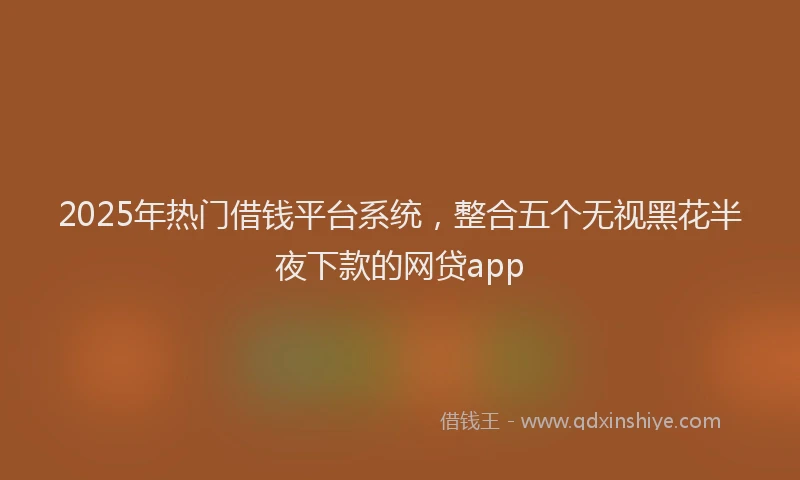 2025年热门借钱平台系统，整合五个无视黑花半夜下款的网贷app