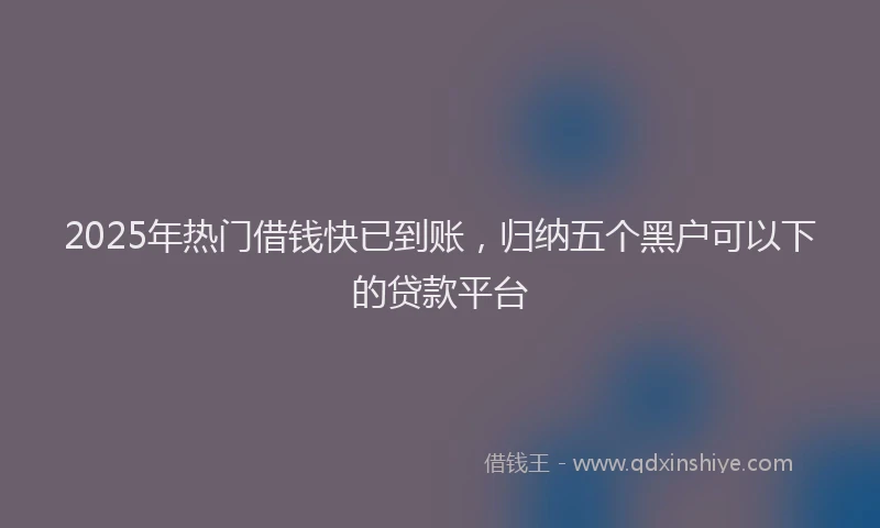 2025年热门借钱快已到账，归纳五个黑户可以下的贷款平台