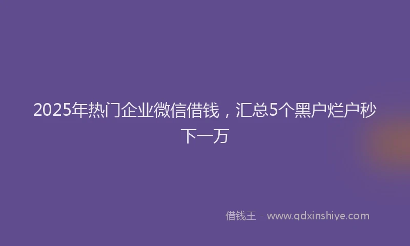2025年热门企业微信借钱，汇总5个黑户烂户秒下一万