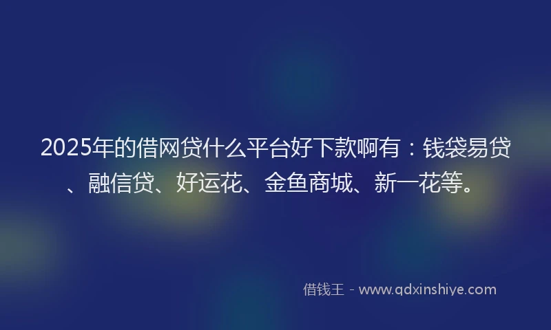 2025年的借网贷什么平台好下款啊有：钱袋易贷、融信贷、好运花、金鱼商城、新一花等。
