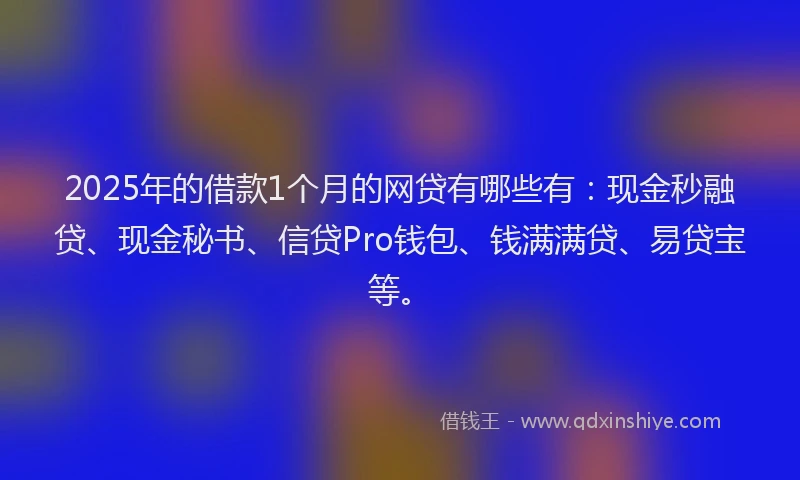 2025年的借款1个月的网贷有哪些有：现金秒融贷、现金秘书、信贷Pro钱包、钱满满贷、易贷宝等。