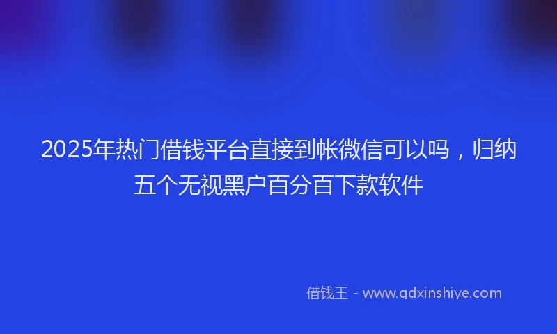 2025年热门借钱平台直接到帐微信可以吗，归纳五个无视黑户百分百下款软件