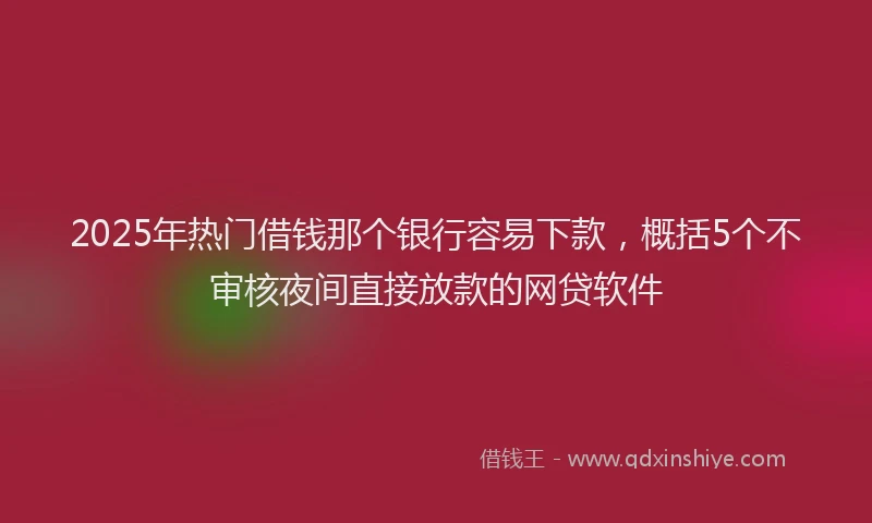 2025年热门借钱那个银行容易下款，概括5个不审核夜间直接放款的网贷软件