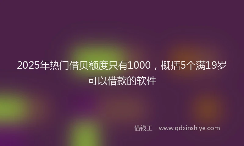 2025年热门借贝额度只有1000，概括5个满19岁可以借款的软件