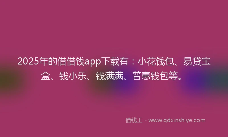 2025年的借借钱app下载有：小花钱包、易贷宝盒、钱小乐、钱满满、普惠钱包等。