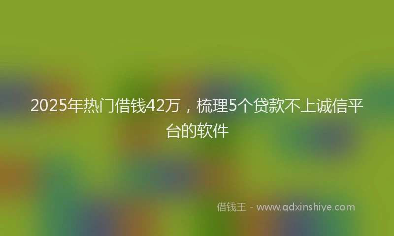 2025年热门借钱42万，梳理5个贷款不上诚信平台的软件