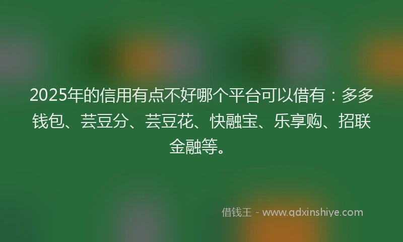 2025年的信用有点不好哪个平台可以借有：多多钱包、芸豆分、芸豆花、快融宝、乐享购、招联金融等。