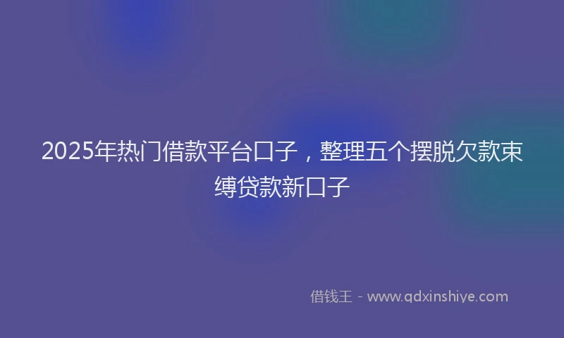 2025年热门借款平台口子，整理五个摆脱欠款束缚贷款新口子