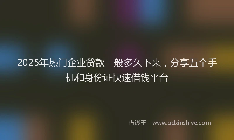 2025年热门企业贷款一般多久下来，分享五个手机和身份证快速借钱平台