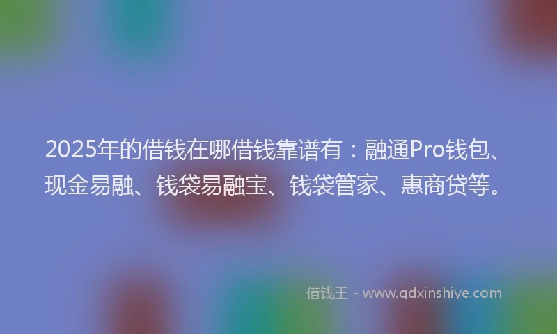 2025年的借钱在哪借钱靠谱有：融通Pro钱包、现金易融、钱袋易融宝、钱袋管家、惠商贷等。