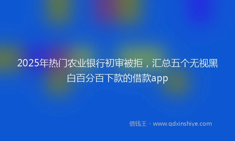 2025年热门农业银行初审被拒，汇总五个无视黑白百分百下款的借款app
