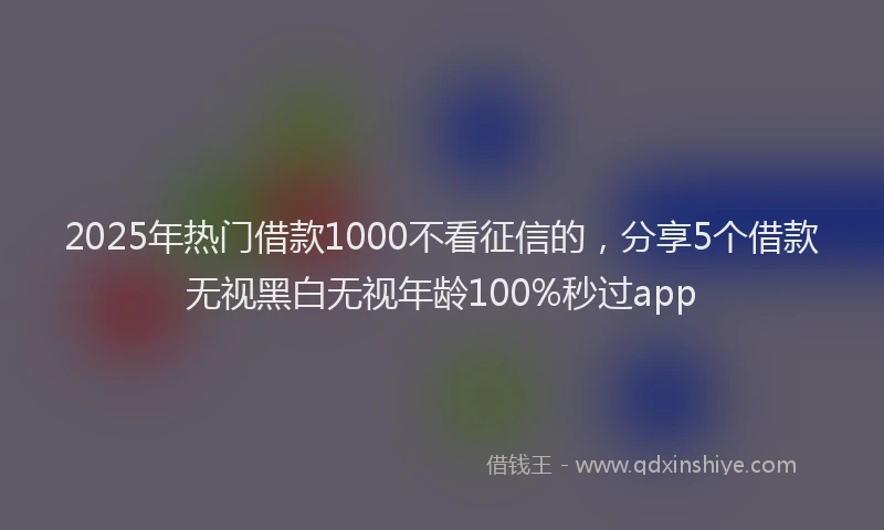 2025年热门借款1000不看征信的，分享5个借款无视黑白无视年龄100%秒过app