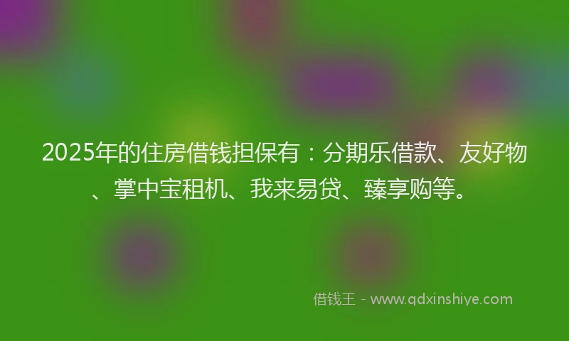 2025年的住房借钱担保有：分期乐借款、友好物、掌中宝租机、我来易贷、臻享购等。