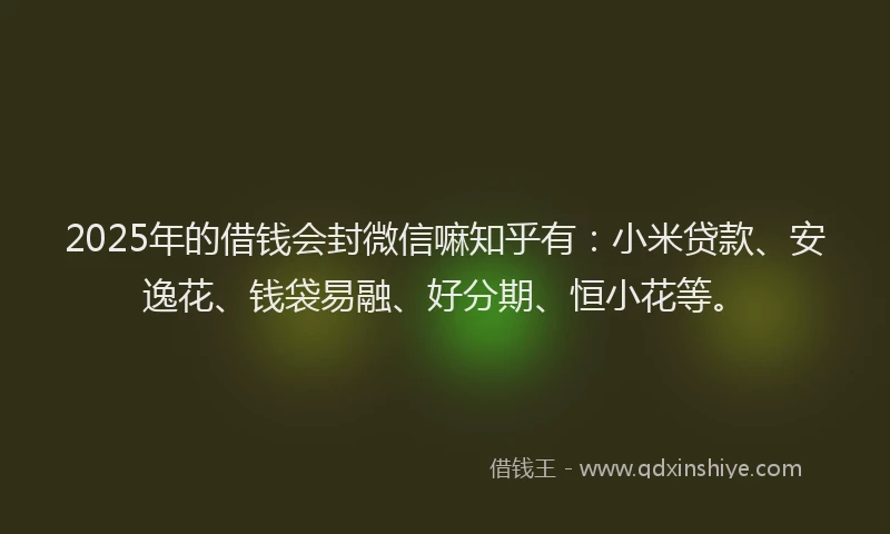 2025年的借钱会封微信嘛知乎有：小米贷款、安逸花、钱袋易融、好分期、恒小花等。