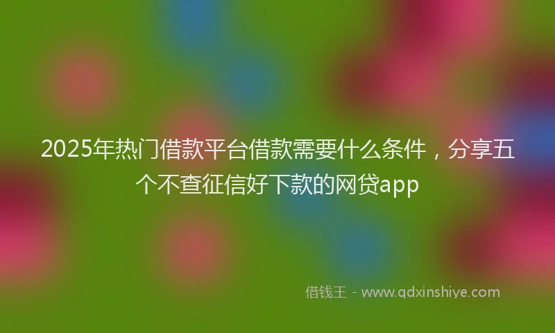 2025年热门借款平台借款需要什么条件，分享五个不查征信好下款的网贷app