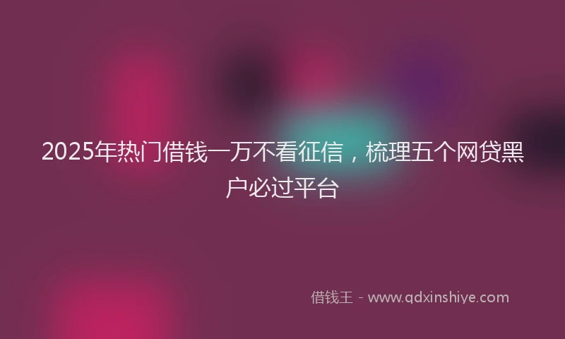 2025年热门借钱一万不看征信，梳理五个网贷黑户必过平台