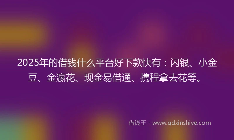 2025年的借钱什么平台好下款快有：闪银、小金豆、金瀛花、现金易借通、携程拿去花等。