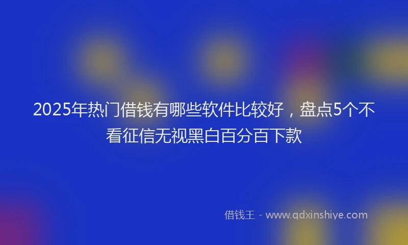 2025年热门借钱有哪些软件比较好，盘点5个不看征信无视黑白百分百下款