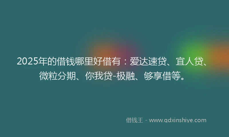2025年的借钱哪里好借有：爱达速贷、宜人贷、微粒分期、你我贷-极融、够享借等。