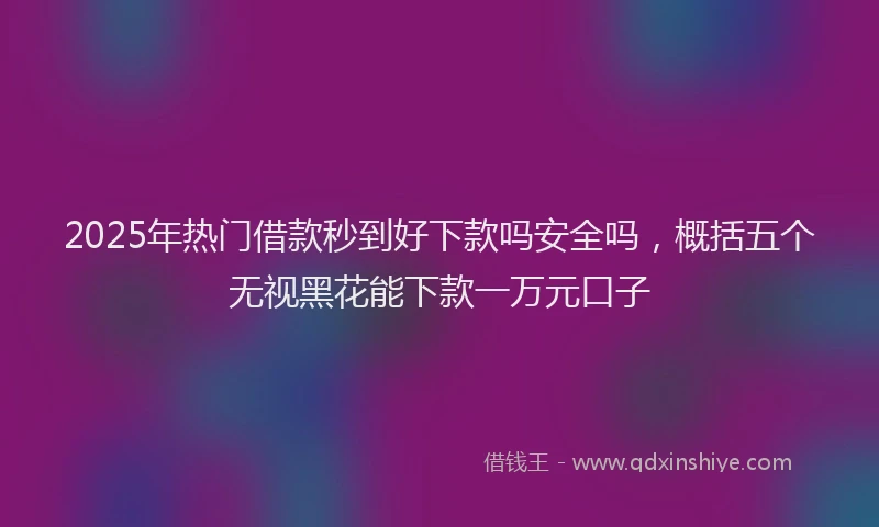 2025年热门借款秒到好下款吗安全吗，概括五个无视黑花能下款一万元口子