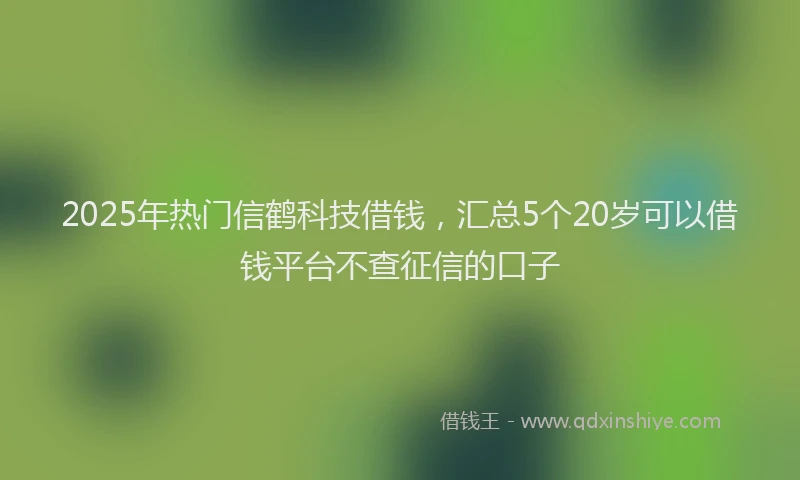 2025年热门信鹤科技借钱，汇总5个20岁可以借钱平台不查征信的口子