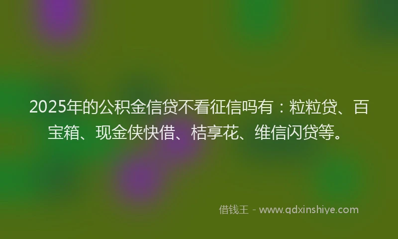 2025年的公积金信贷不看征信吗有：粒粒贷、百宝箱、现金侠快借、桔享花、维信闪贷等。