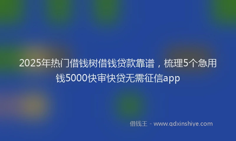 2025年热门借钱树借钱贷款靠谱，梳理5个急用钱5000快审快贷无需征信app