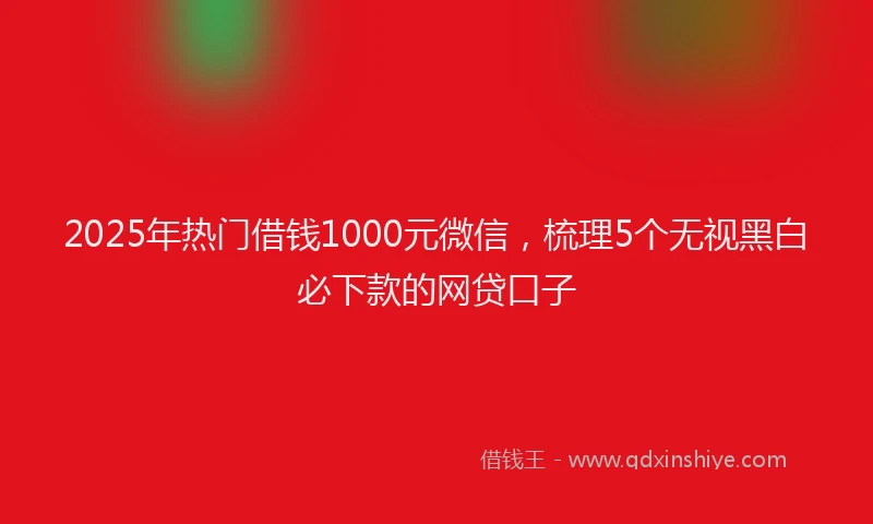 2025年热门借钱1000元微信，梳理5个无视黑白必下款的网贷口子