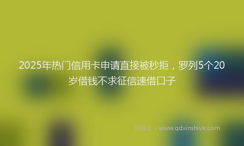 2025年热门信用卡申请直接被秒拒，罗列5个20岁借钱不求征信速借口子