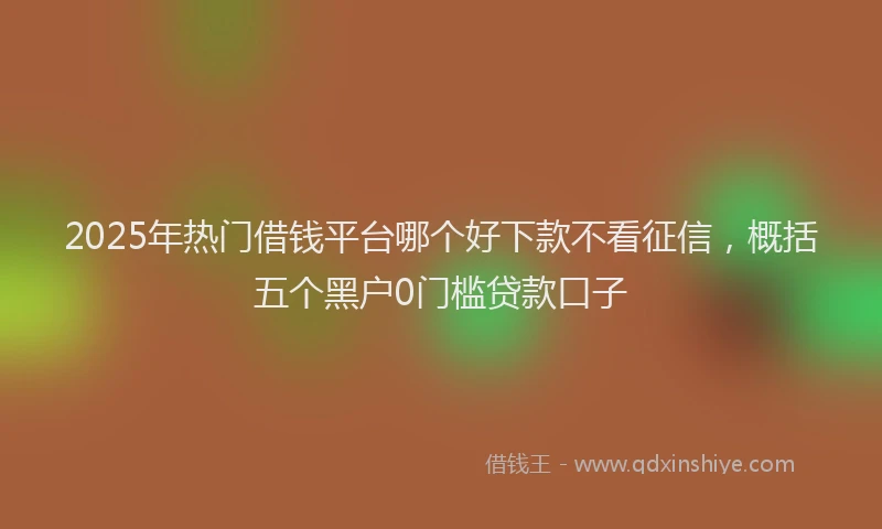 2025年热门借钱平台哪个好下款不看征信，概括五个黑户0门槛贷款口子