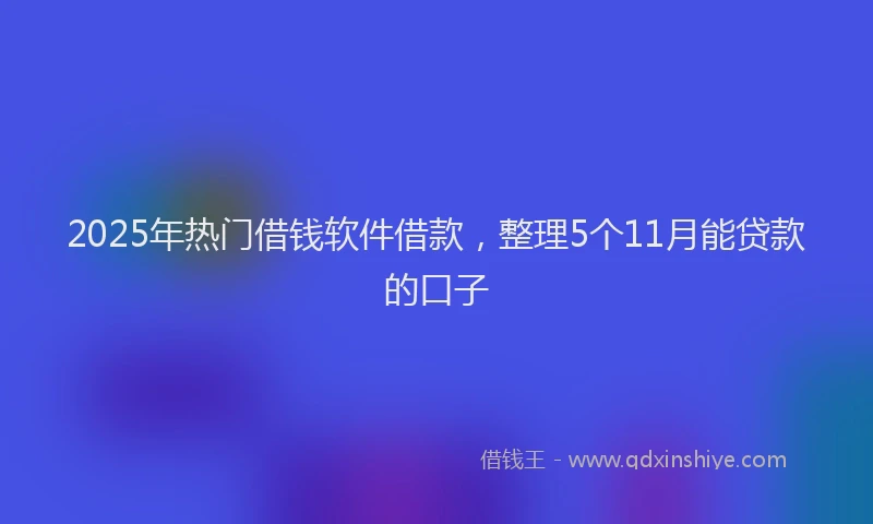 2025年热门借钱软件借款，整理5个11月能贷款的口子