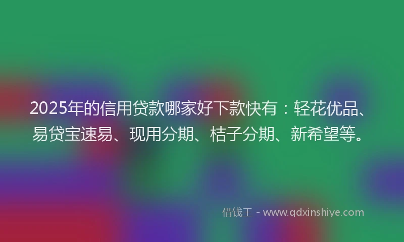 2025年的信用贷款哪家好下款快有：轻花优品、易贷宝速易、现用分期、桔子分期、新希望等。